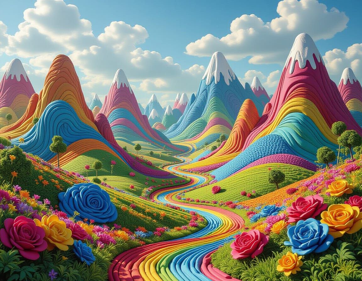 Play-Doh World Landscape in Tim Burton Style