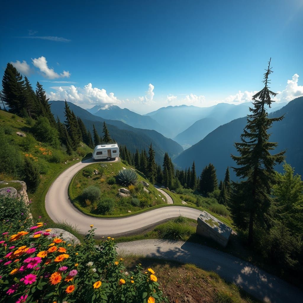 Picturesque Caravan on Serpentine Road in Mátra