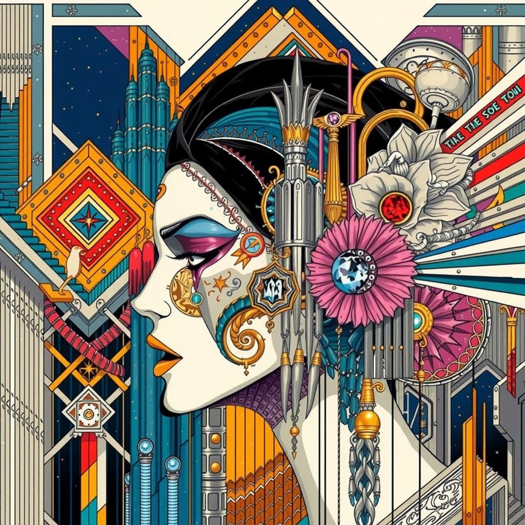 Luxurious Golden Treasure Hoard in Deep Blue Fantasy Landsca...