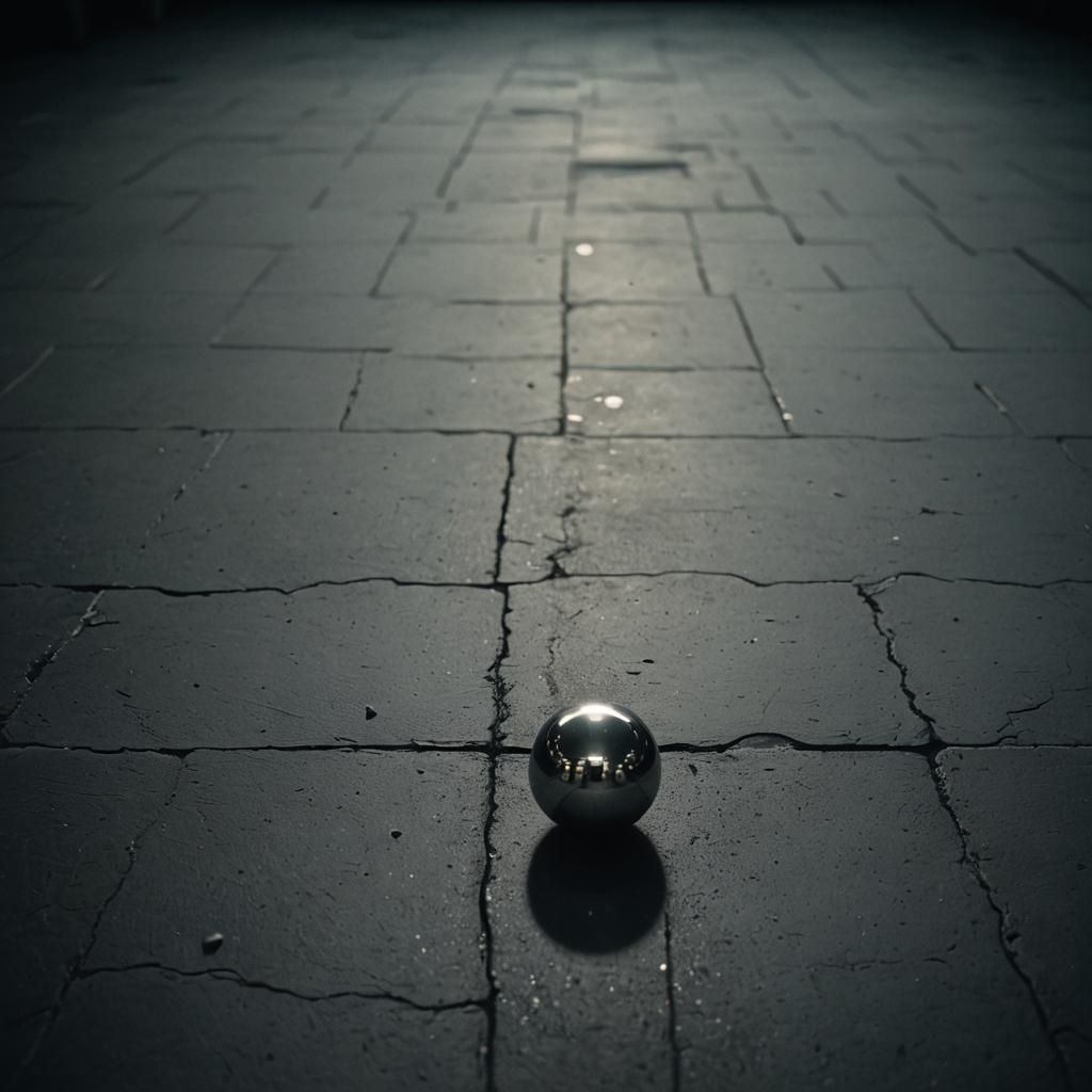 Silver Sphere Reflecting Light: Cinematic Still