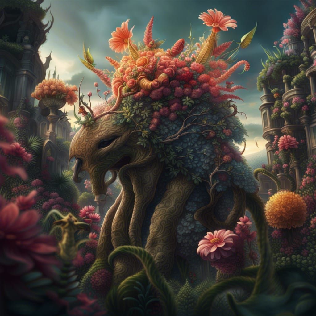 Epic Flower Creature in Digital Matte Painting