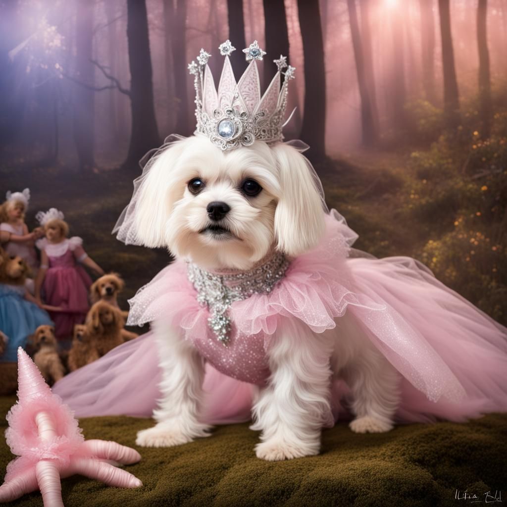 Maltese Puppy as Glinda the Good Witch