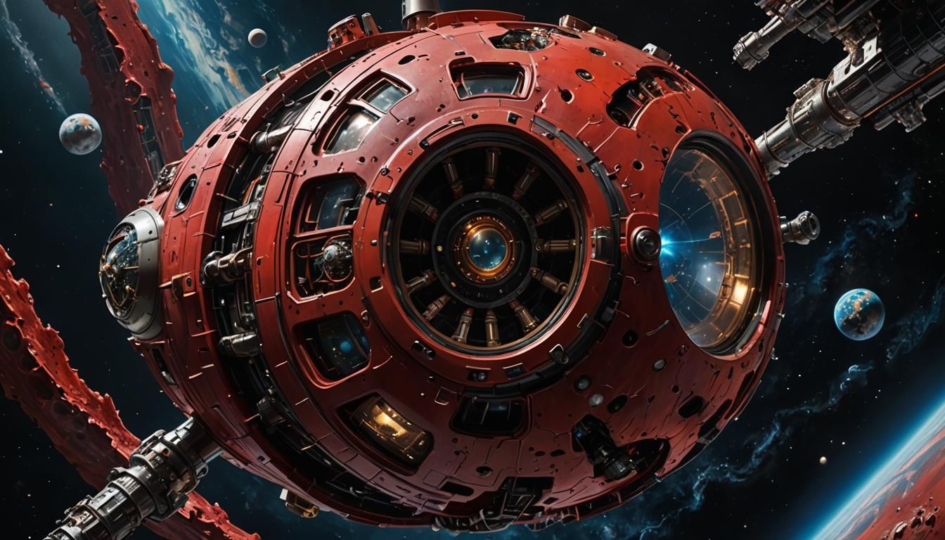 Grotesque Biomechanical Spacecraft in Candy Art Style