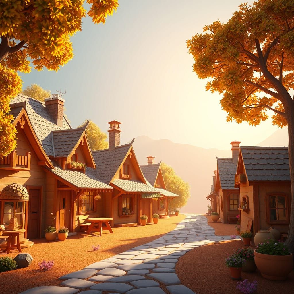 Enchanting Pixar-Inspired Village Basks in Warm, Radiant Lig...