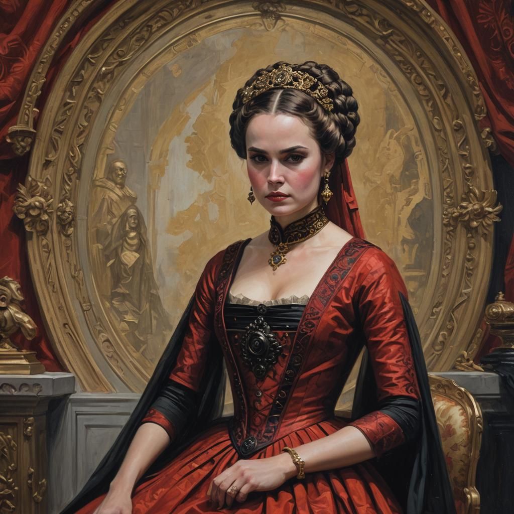 Sith Empress Padme Amidala Portrait in 18th-Century Style