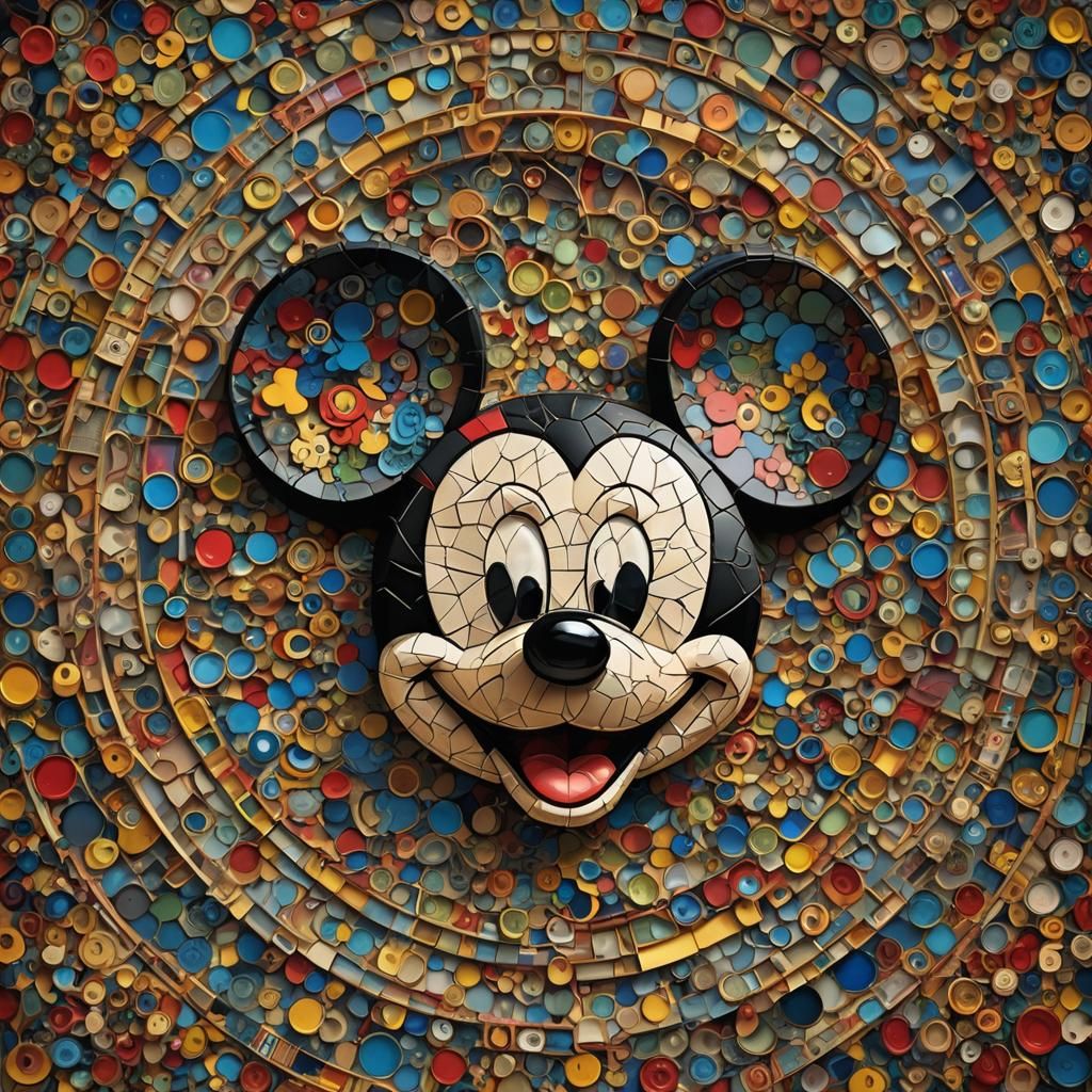 Surreal Mickey Mouse Collage in 3D