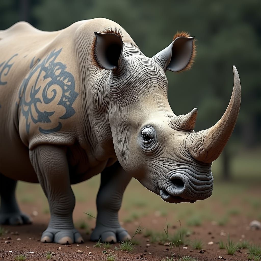 Rhino with Tribal Tattoos