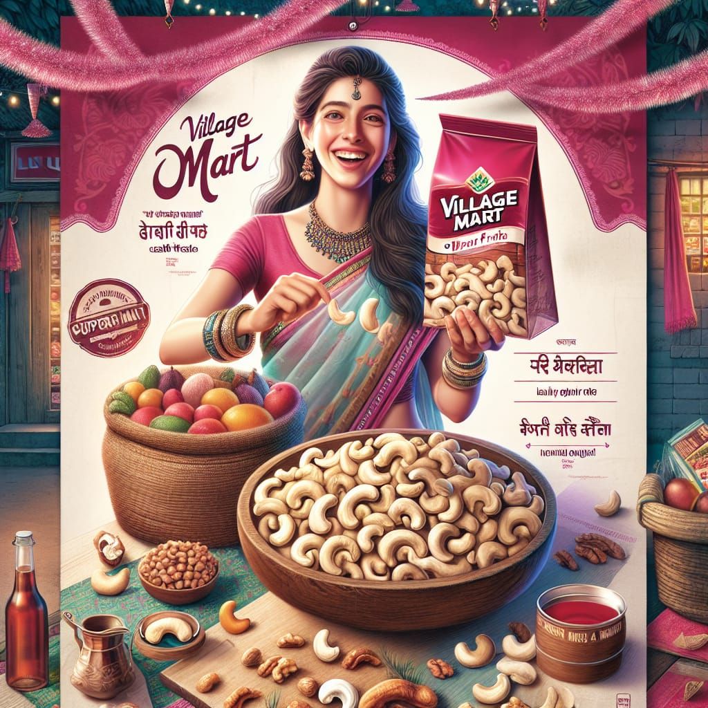 Festive Grocery Poster with Cashews and Dry Fruits