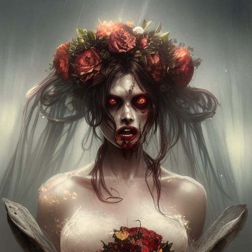 Dark Fantasy Zombie Bride Portrait in 8K