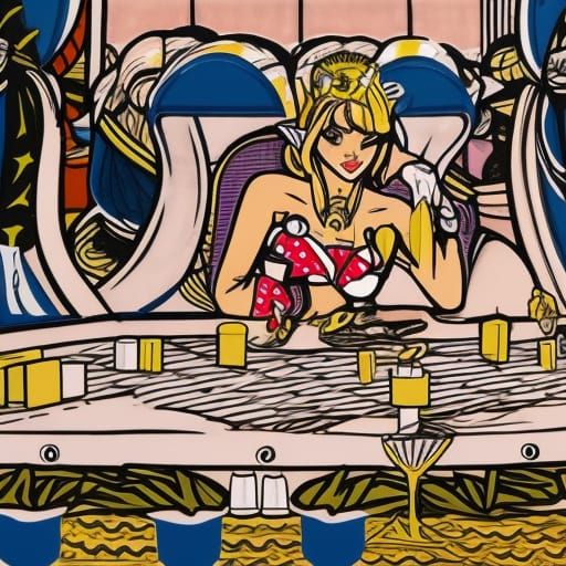 Pop Art Zelda at Casino Poker Table