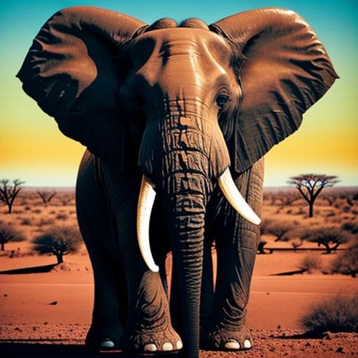 Abstract Elephant in Kalahari Desert, Bauhaus Style