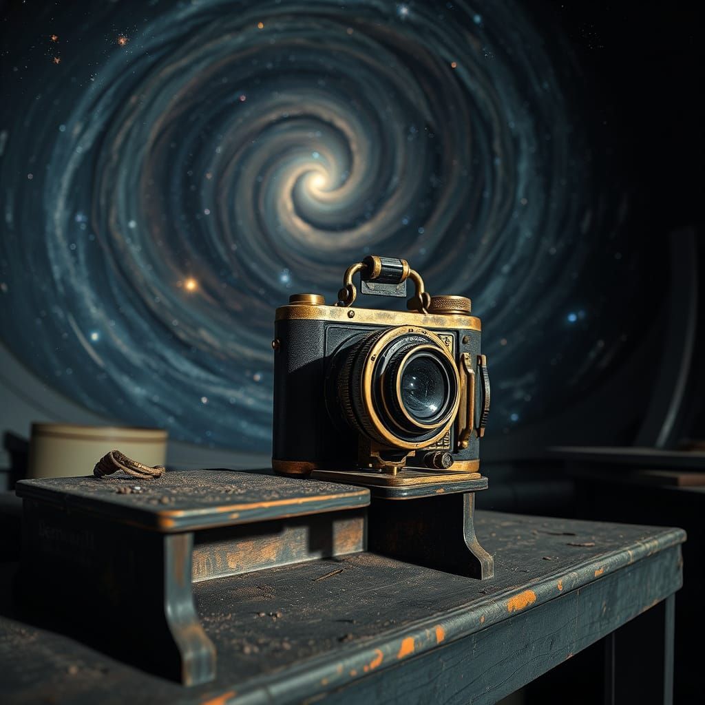 Vintage Camera Gazing at the Cosmos