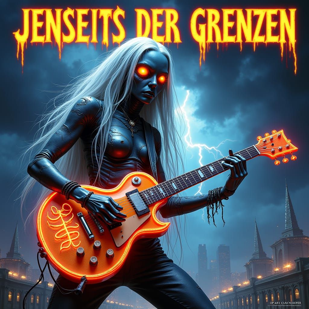 Apocalyptic Death Metal Band in Dark, Biomechanical Style