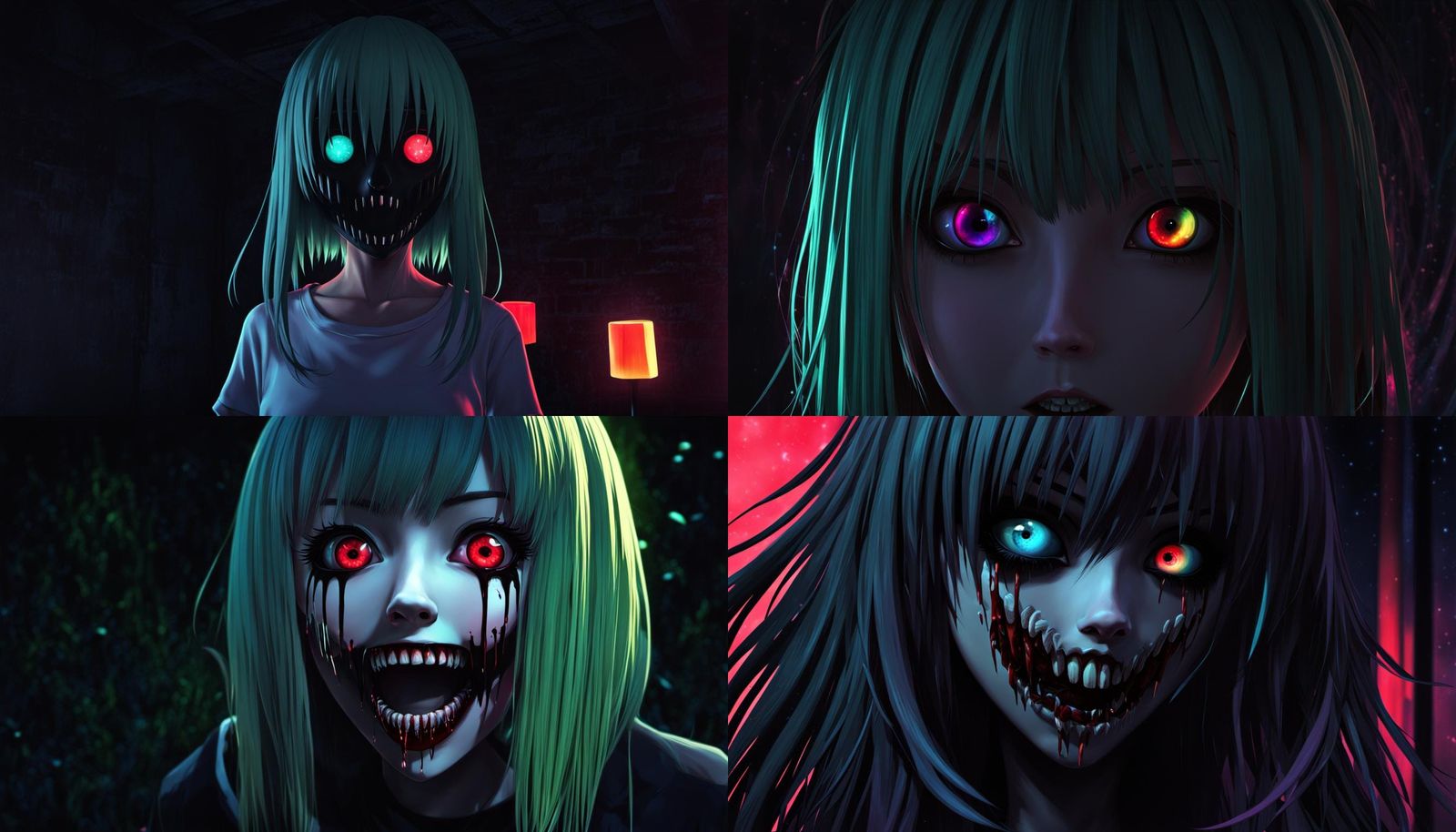 Distorted Anime Girl in Glitchcore Style