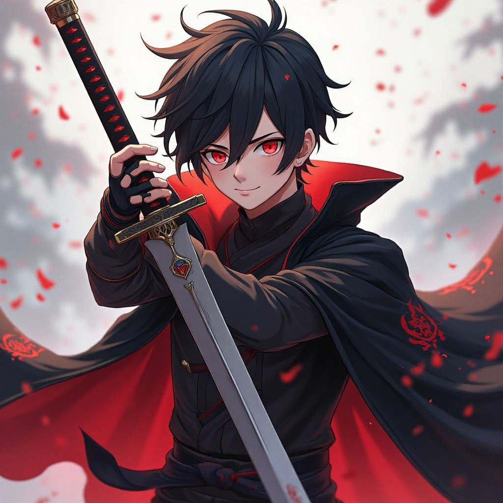 Anime Swordsman with Mask, 3D Rendered Art