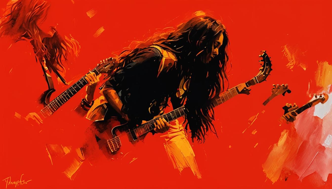 Energetic Guitar Players in Fauvist Style