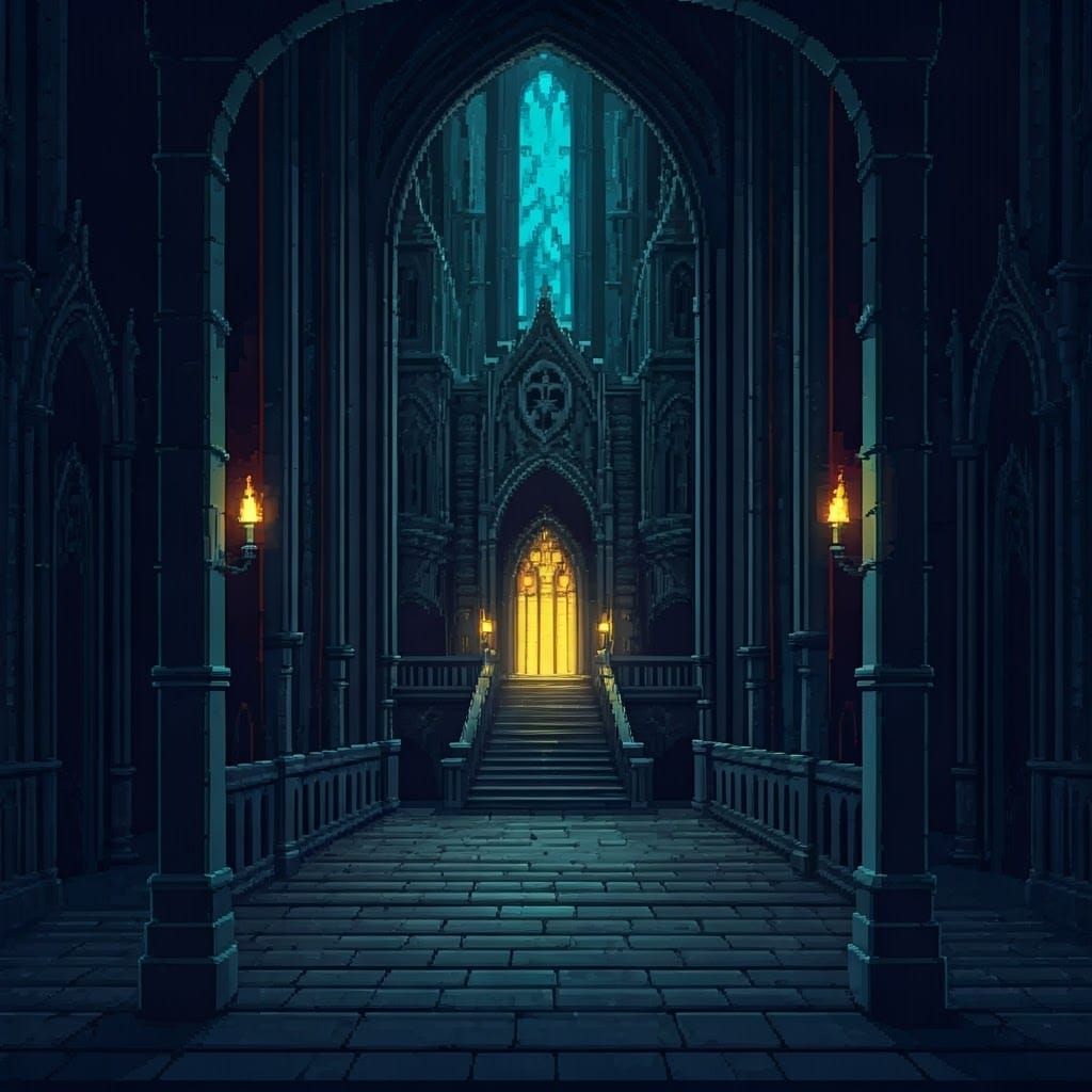 Gothic Castle Pixel Art in Castlevania Style