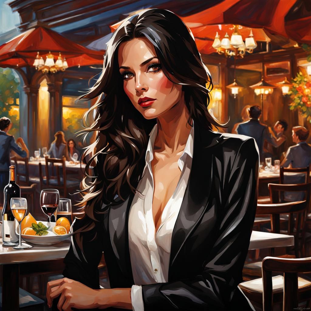 Pretty Serbian Woman in Belgrade Restaurant, Splash Art