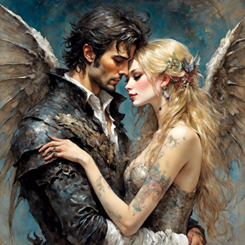 Woman with Fairy Bat Winged Companion