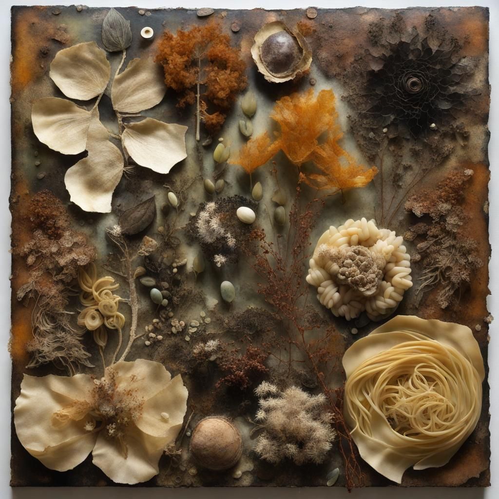 Botanical Collage in Mixed Media Style