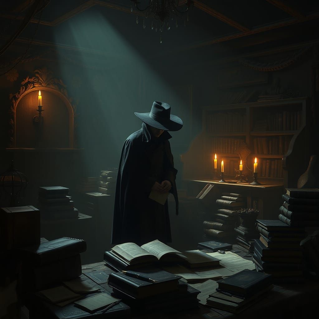 Mysterious Scholar in a Dark Chamber