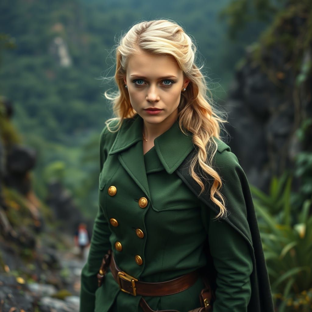 Officer in Green Uniform on Jungle Path