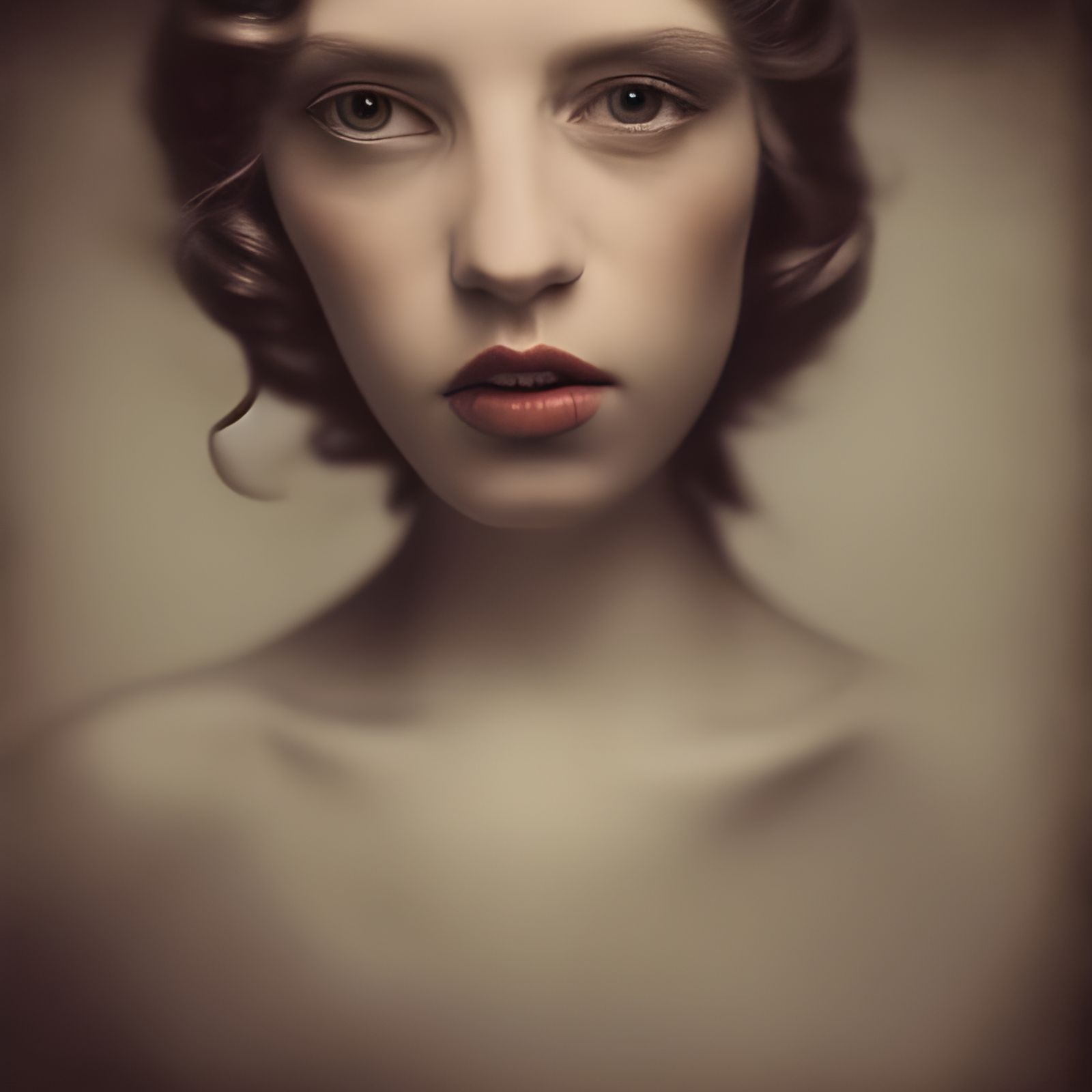 Sepia Portrait of a Woman in Vintage Dress