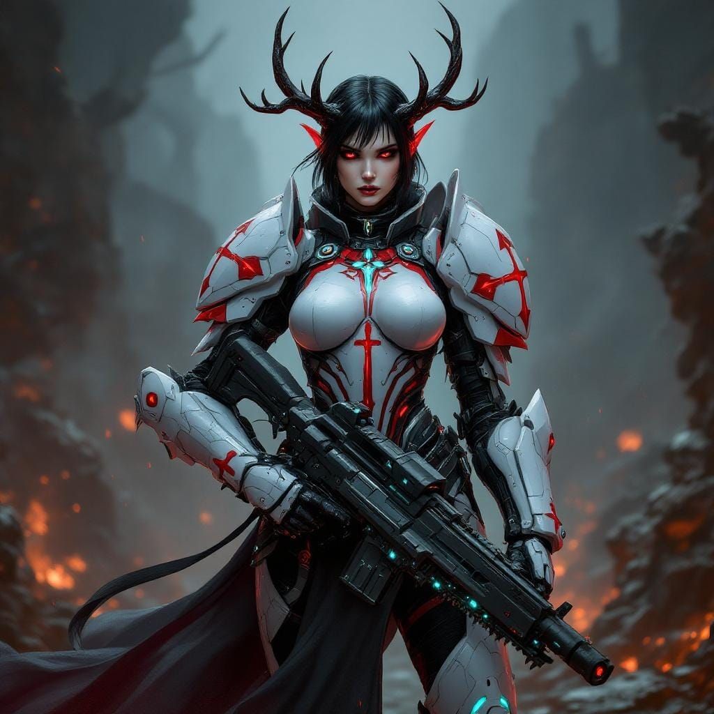 Goth Elf in Power Armor: Warhammer 40k Sci-Fi