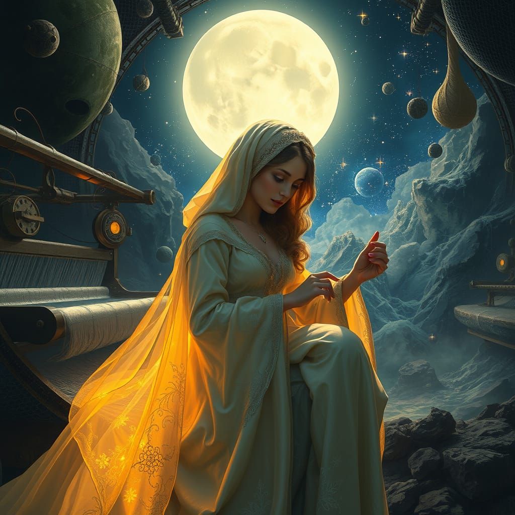 Celestial Seamstress in Saturn Atelier: Art Nouveau Style