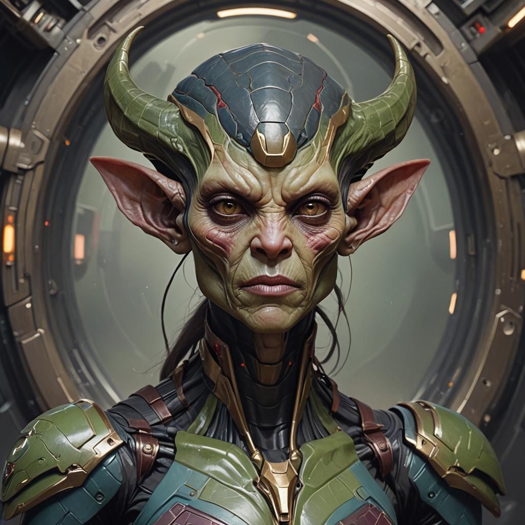 Androgynous Alien Hybrid Portrait in Hyperdetailed Style