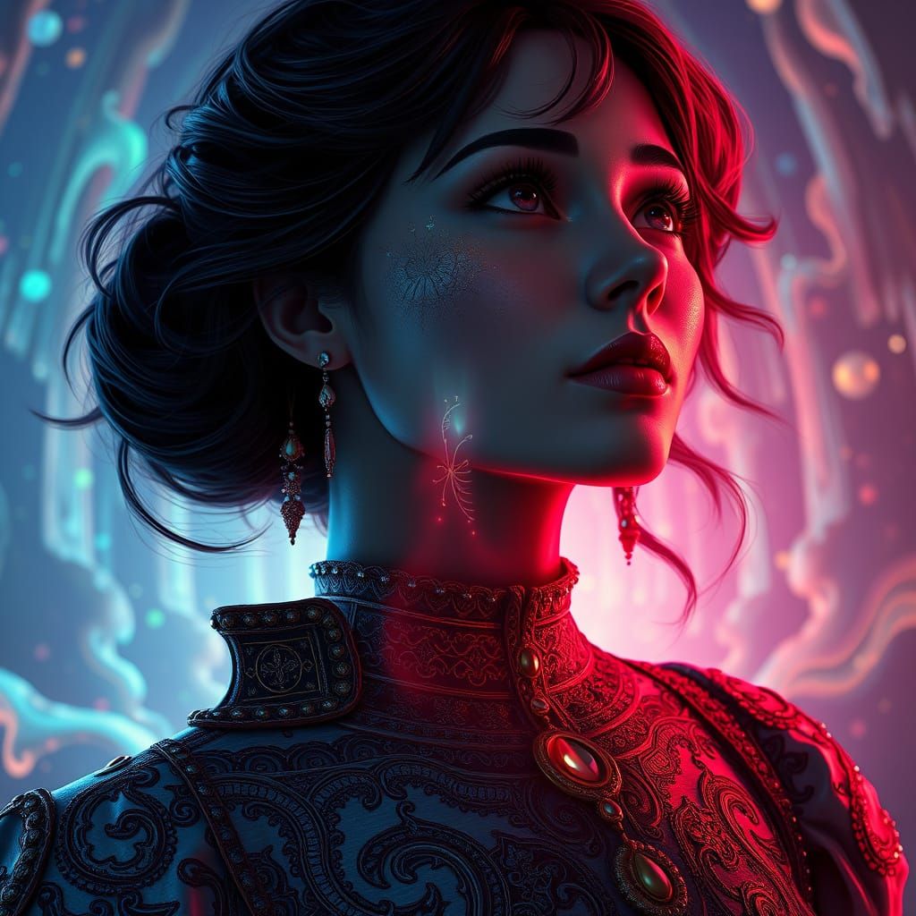 Mystical Pathway Beckons a Woman in Ornate Dress