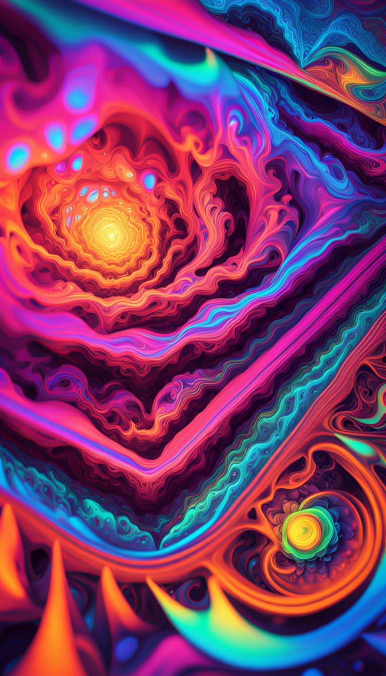 Vibrant Cosmic Dreamscape in 3D Psychedelic Style