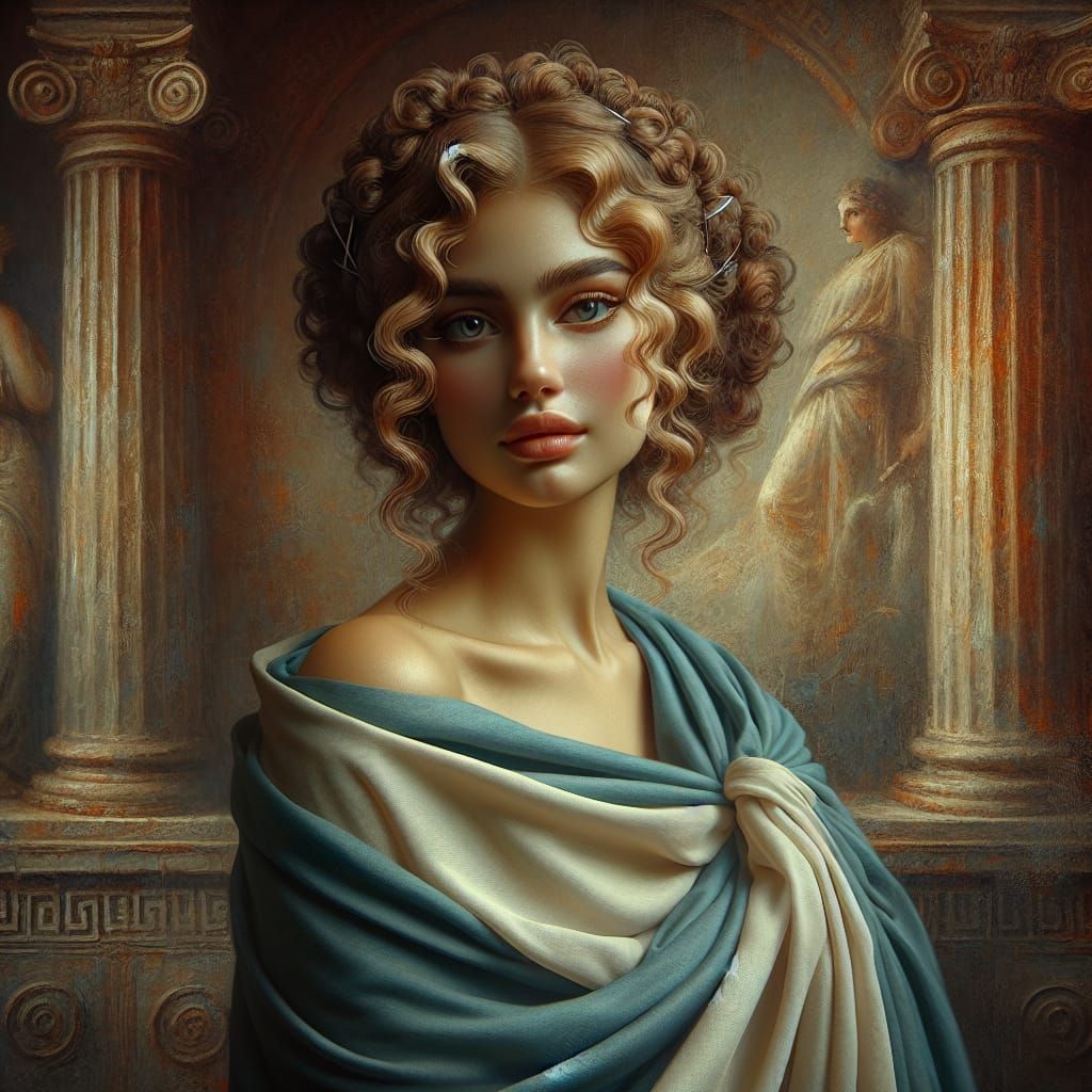 Grecian Goddess of Obedience in Ancient Temple