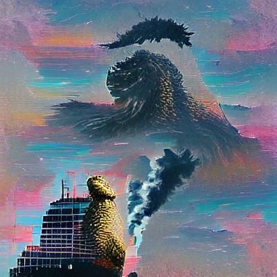 Stylized Godzilla Illustration