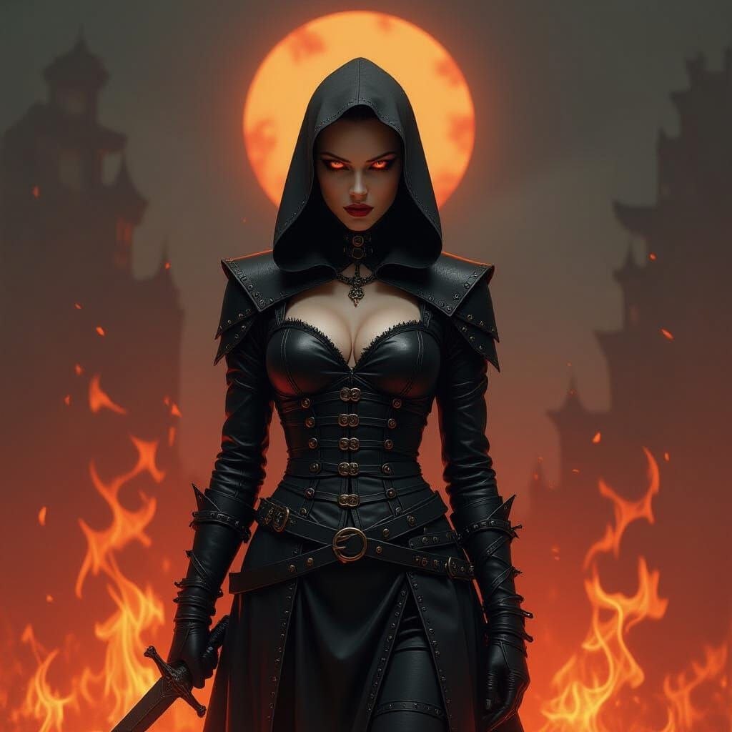 Hellish Female Figure in Dark Fantasy Style