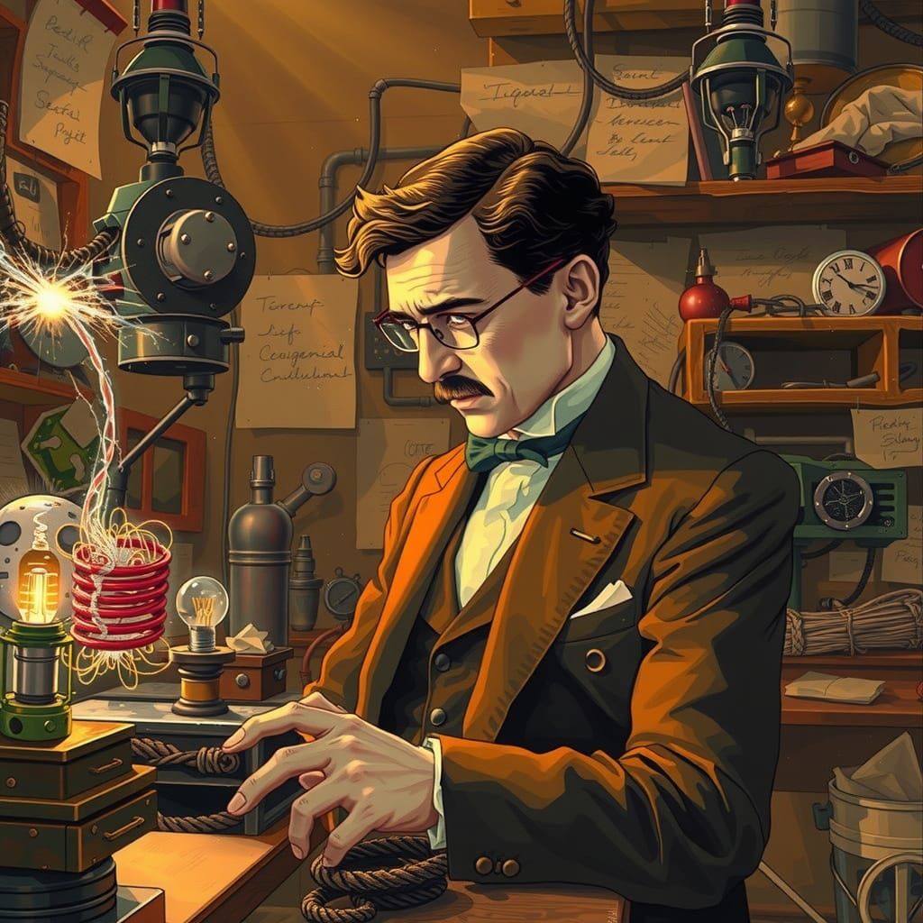 Visionary Inventor Works on Groundbreaking Device in Clutter...