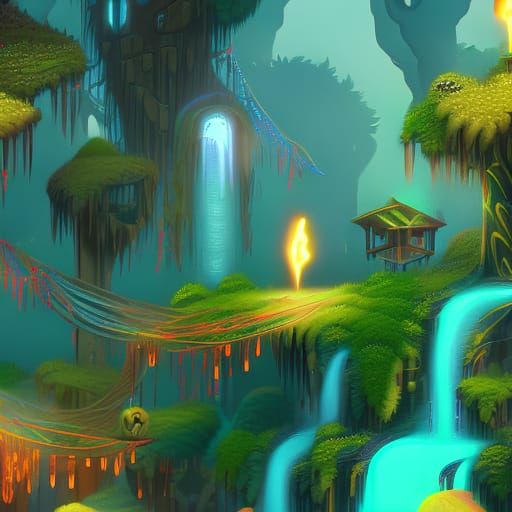 Dark Fantasy Forest Game Level at Night