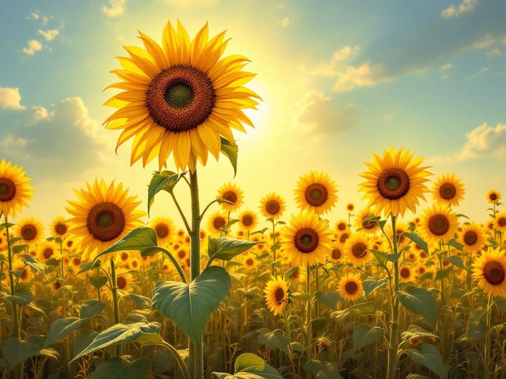 Sunlit Sunflowers in Impressionist Style