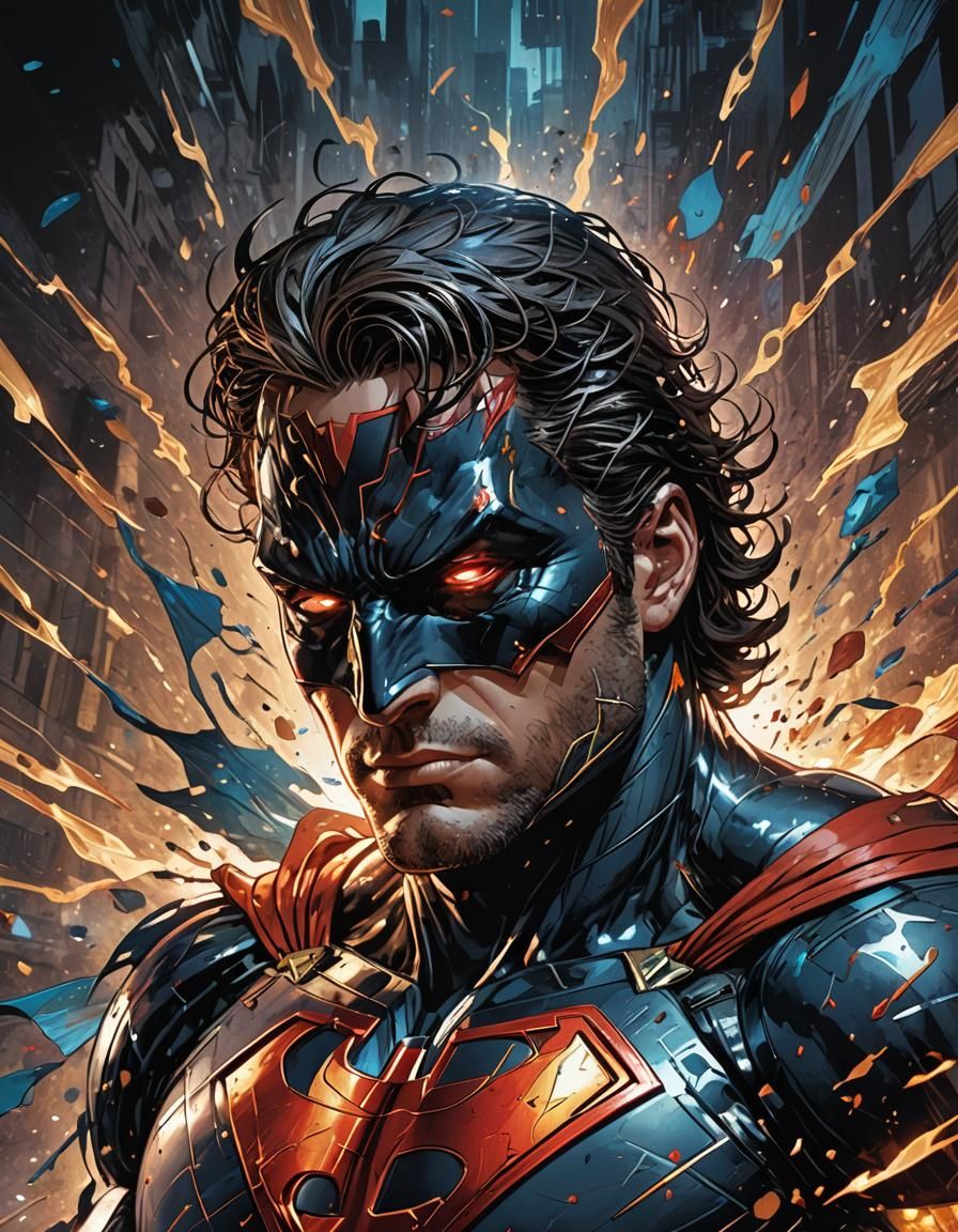 Hyperrealistic Dark Superhero in Comic Book Style