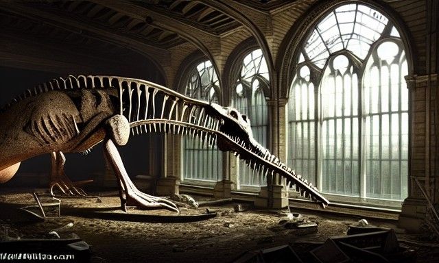 Post-Apocalyptic T-Rex Fossil in Abandoned Museum
