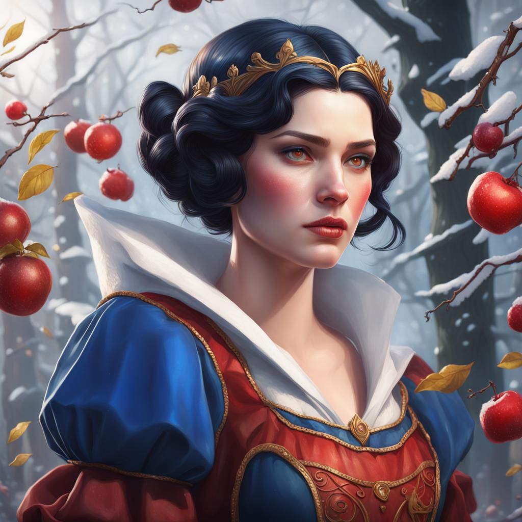 Snow White Portrait in Hyperdetailed Art Nouveau Style