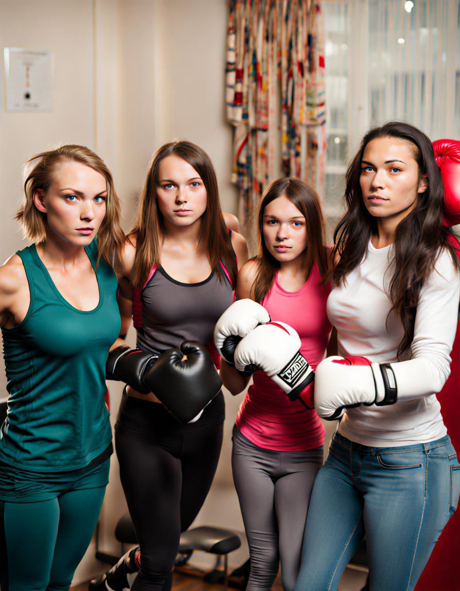 Young Women Boxing: A Powerful Group Portrait