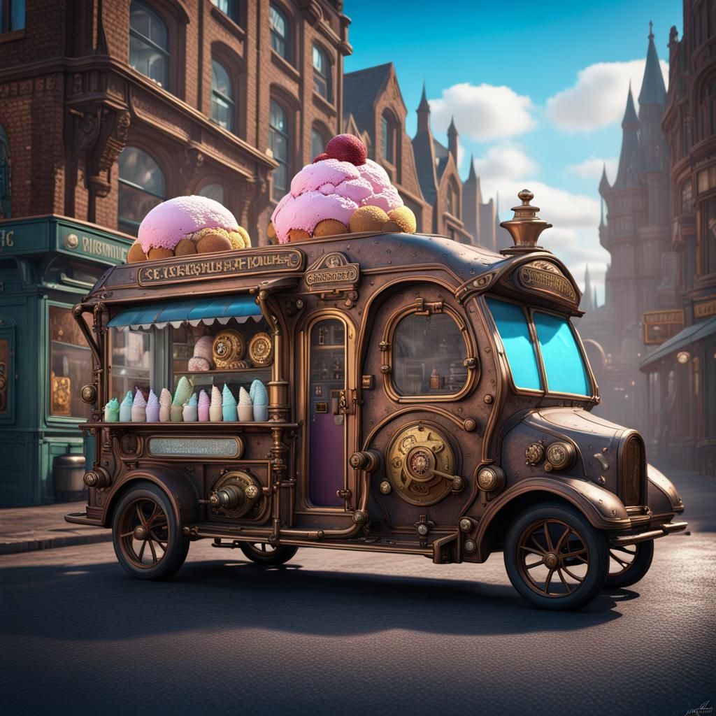 Steampunk ice cream van