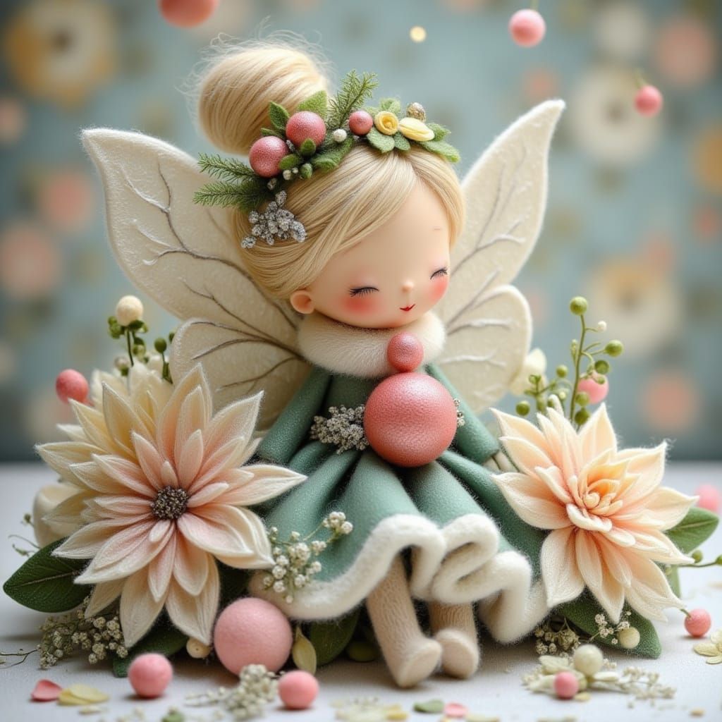 Christmas Fairy in Cozy Winter Garden