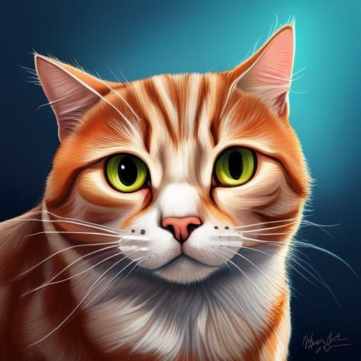 Hyperrealistic Sad Cat Portrait in Splash Art Style
