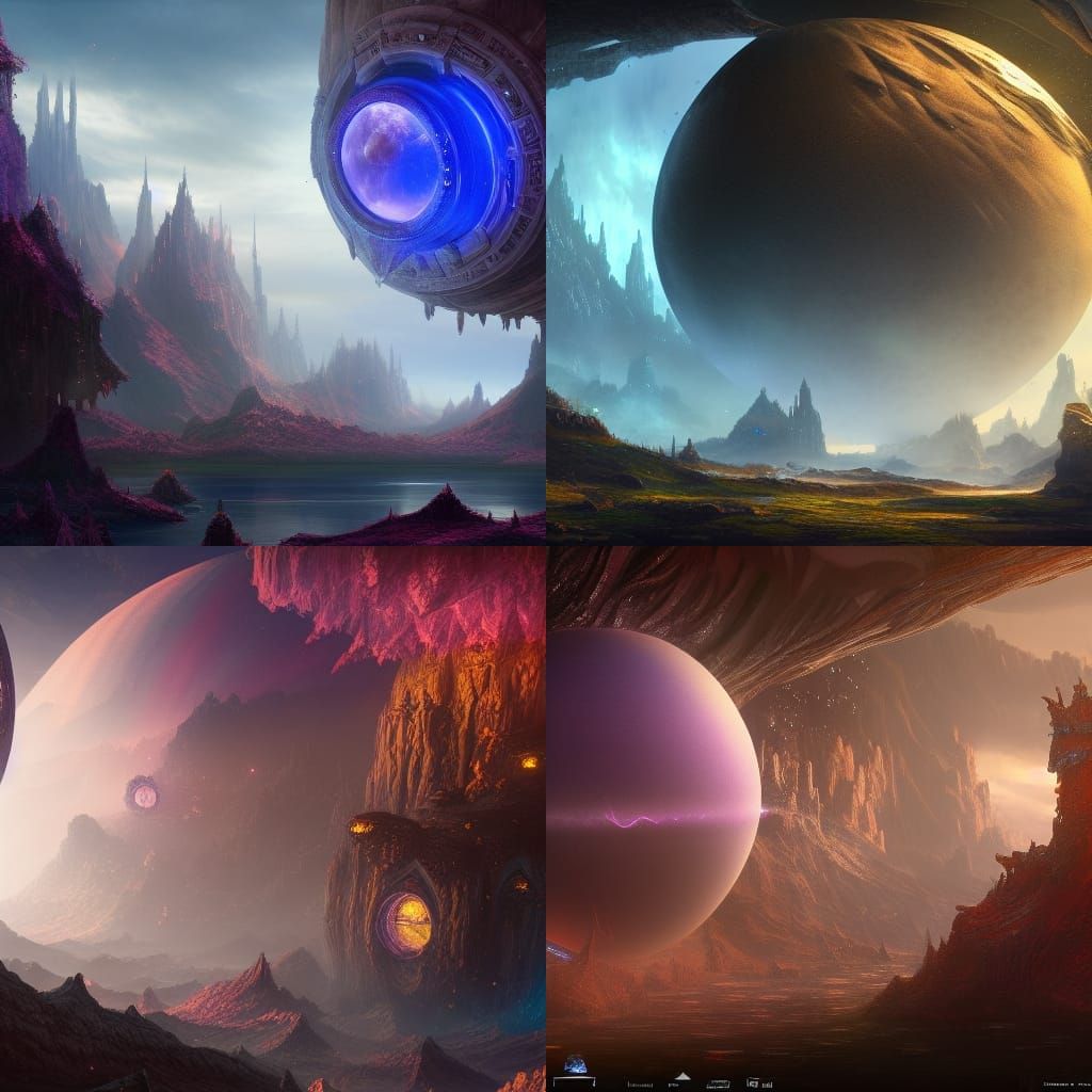 Fantasy World Inside a Dyson Sphere: Detailed Matte Painting