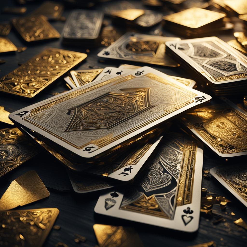 Suits of Cards Made of Gold and Silver Shards