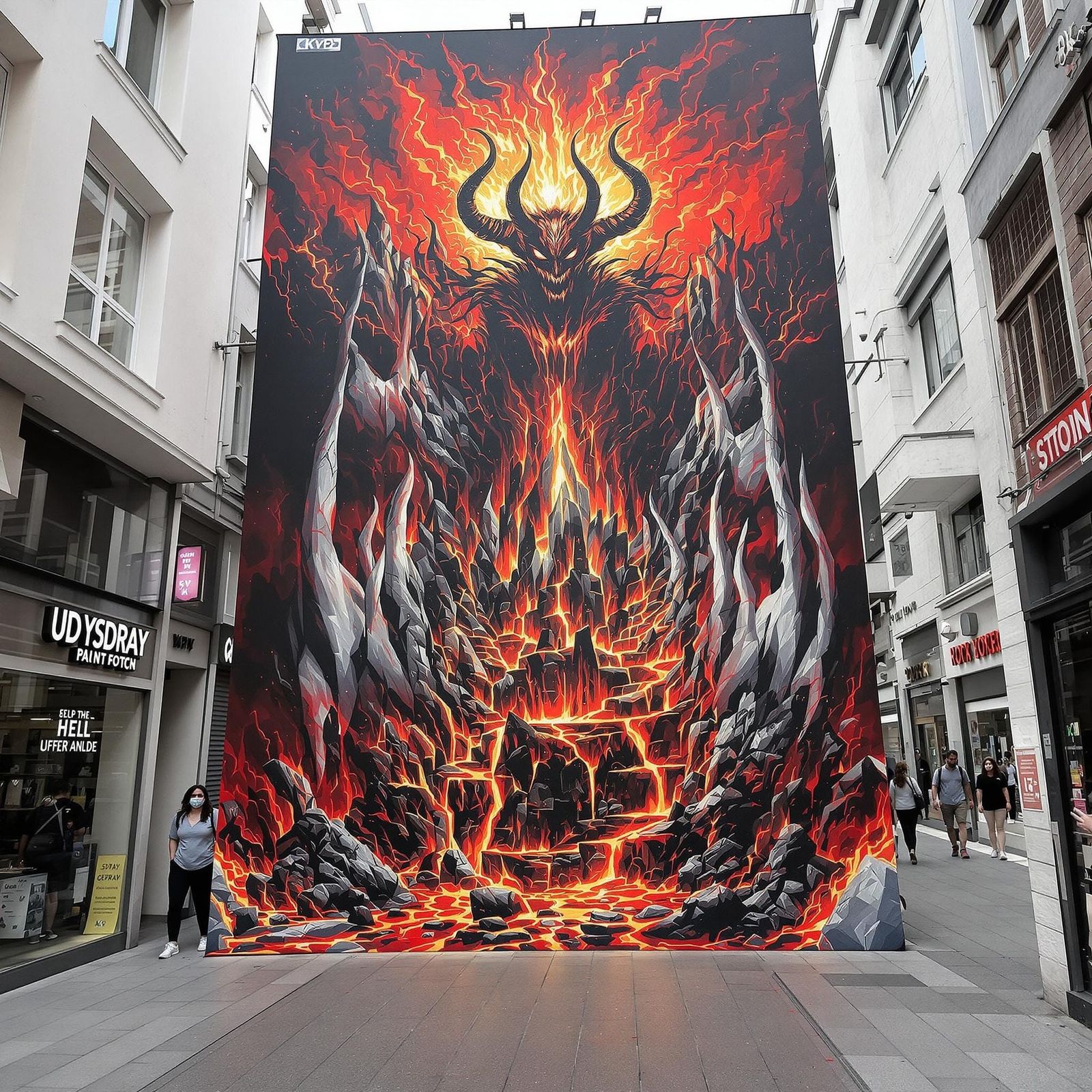Optical Illusion Street Art: Giant Devil Emerges