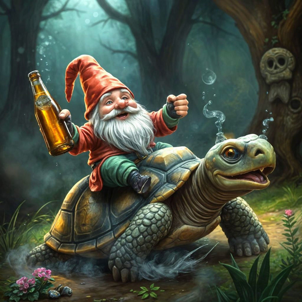 Ethereal Fantasy Gnome Cheers in Whimsical Wonderland