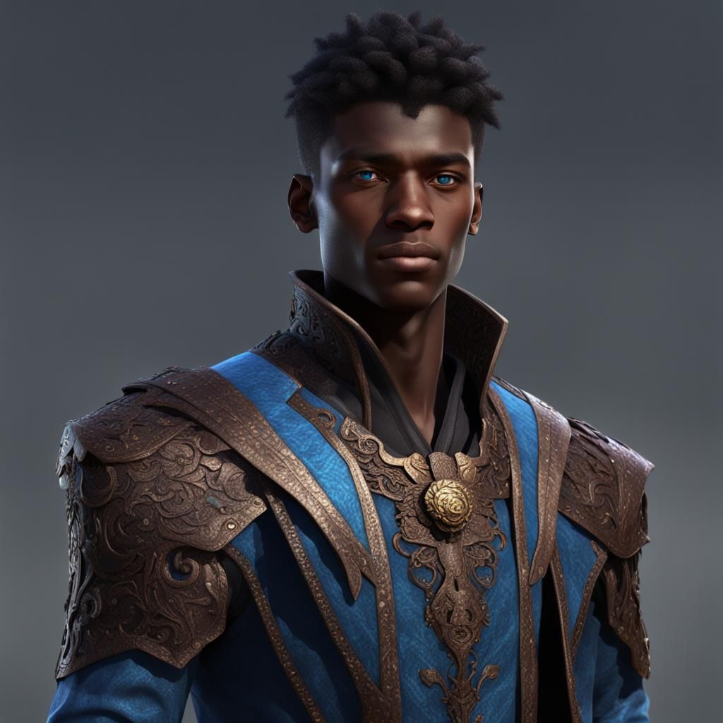 Handsome Teen Boy with Blue Eyes in Fantasy Art